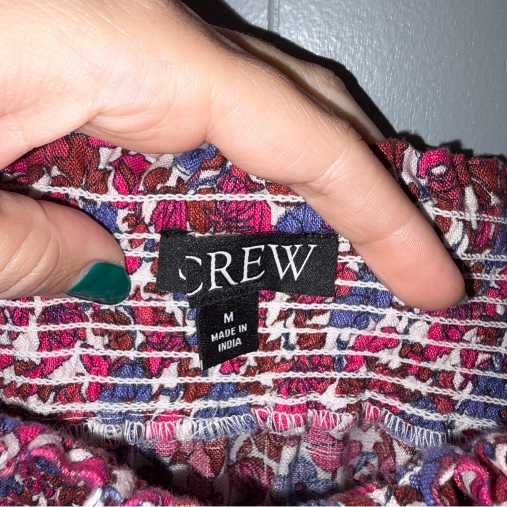 J. Crew Afternoon Puff Sleeve Short Sleeve Linen Dress in Berry Floral Medium - Picture 4 of 9